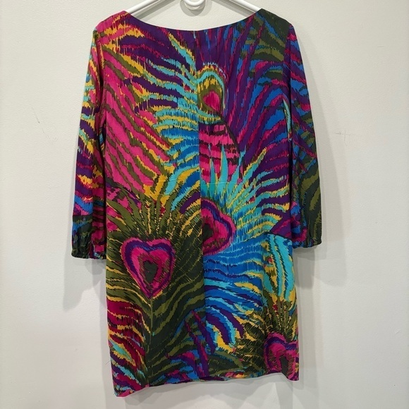 Trina Turk Peacock Print Silk Blend Mini Dress Women’s Size 8 - Picture 9 of 12